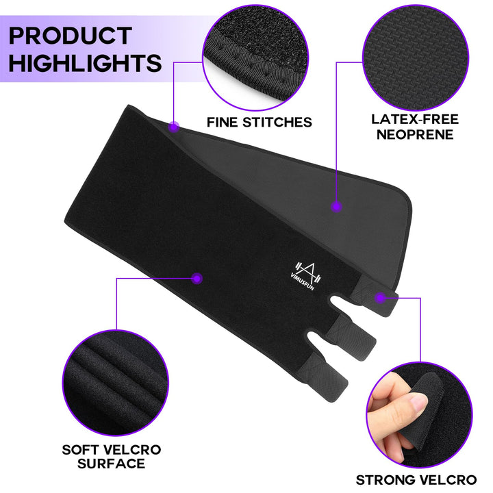 VIMUSFUN Waist Trimmer Belt Men Sweat Band Waist Trainer For Women Lower Belly Fat Tummy Stomach Wraps Waste Trainers Low Back Support Small/Medium/Large/Plus Size Black