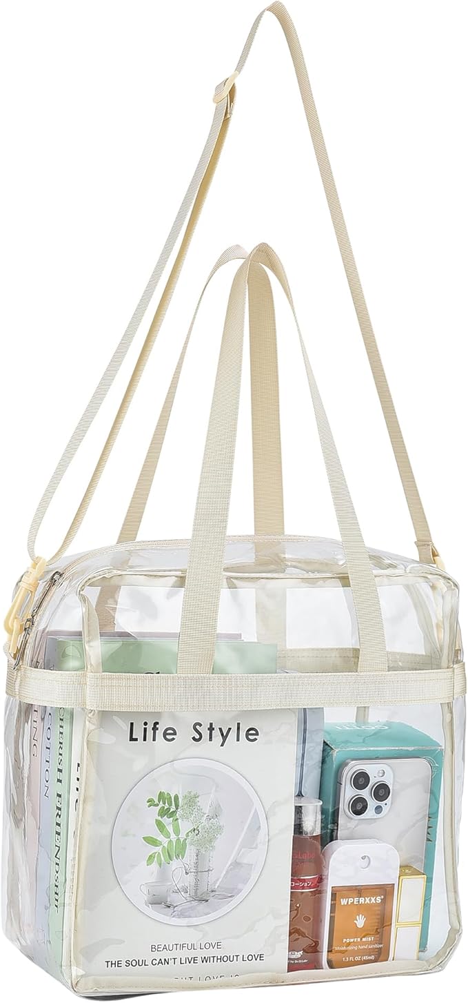 USPECLARE Clear Tote Stadium Approved, Security Travel & Gym Clear Bag for Work Sports Games Concerts