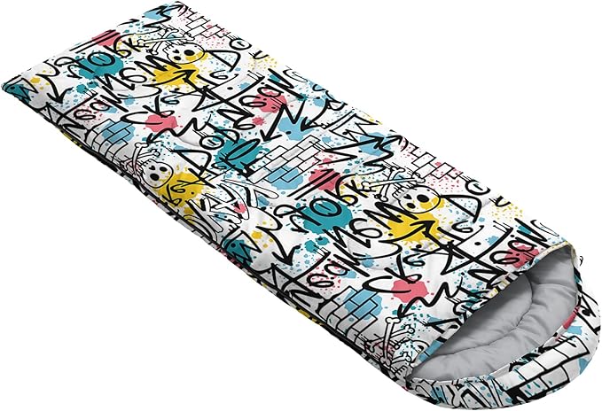 AILONEN Boys Sports Camping Sleeping Bags,Lightweight & Waterproof,3 Season Warm & Cool Weather,Black Player Basketball Sleeping Bags for Kids Adults,Travelling,Outdoors