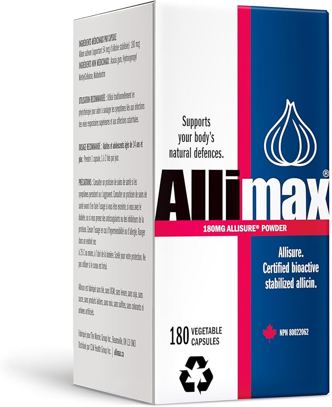 Allimax 180mg 180 Capsules. Supports Your Body’s Immune Function Through Natural Allicin, a Potent Organosulphur Compound Extracted from Clean and Sustainable Spanish Grown Garlic.