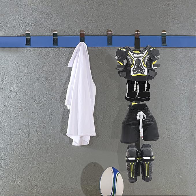 Hockey Hanger Portable Hanging Dryig Rack Hockey Gifts for Home and Outdoor Using in Ice Hockey Skating Football Camping Fishing 5 Hooks (Black)