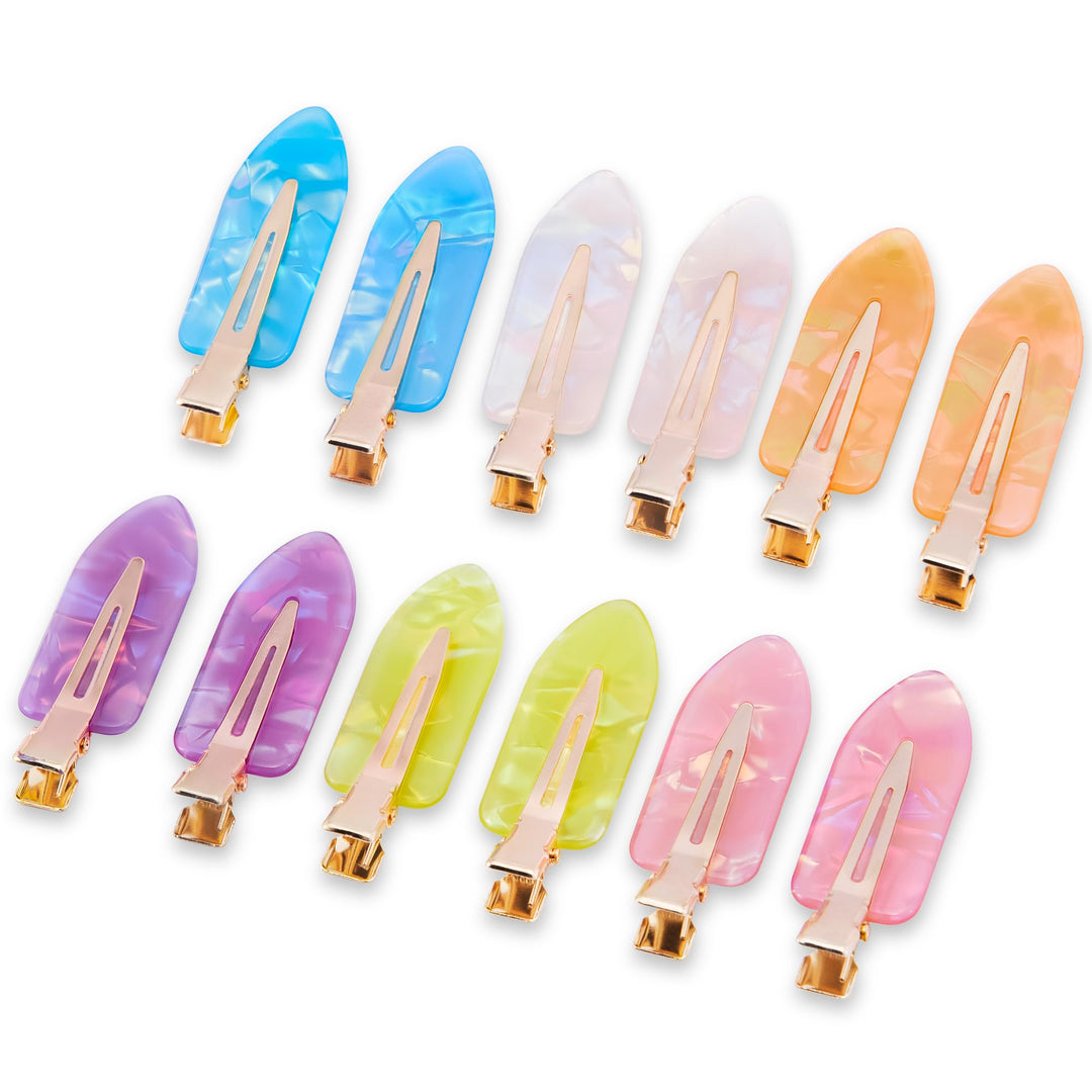 Cptots No Crease Creaseless No Bend Hair Clips For Styling Non Slip Flat Clips For Makeup Hair Accessories For Women,Bright Pink Purple,12 PCS