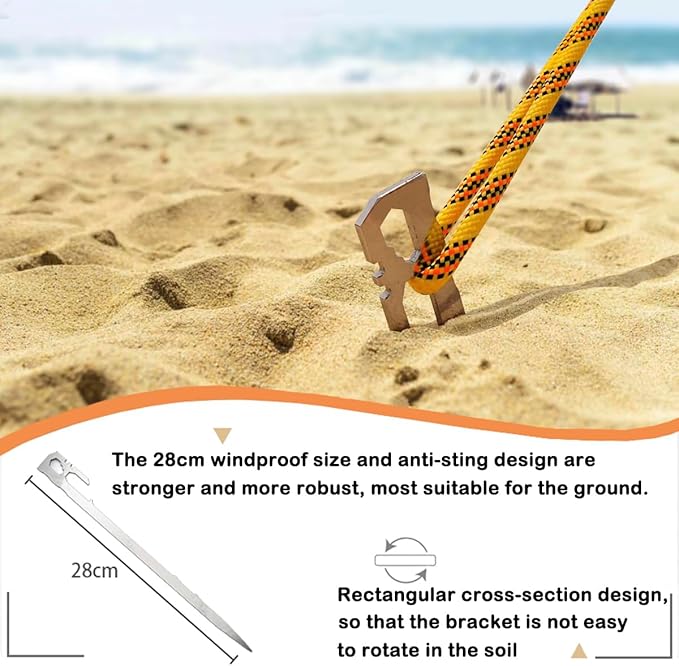 12 Pack Tent Stakes Heavy Duty 11 inch Steel Tent Pegs Ground Stakes Tent Spikes for Camping Unbreakable and Inflexible