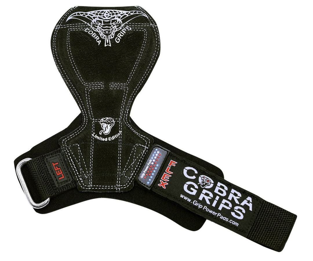 2018 Cobra Grips Flex Model Weight Lifting Gloves Heavy Duty Straps Alternative Power Lifting Hooks Best for Deadlifts with Padded Wrist Wrap Support Bodybuilding (Medium, Black Leather)