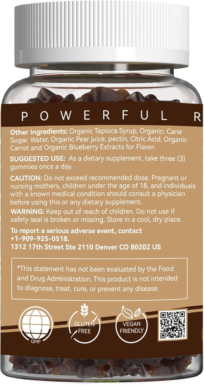 Mushroom Gummies Supplement - with Ashwagandha, Lions Mane, Shitake Mushrooms, Turkey Tail, Chaga, and Cordyceps Mushroom for Immune Health, Mood & Stress Support (90 Gummies)