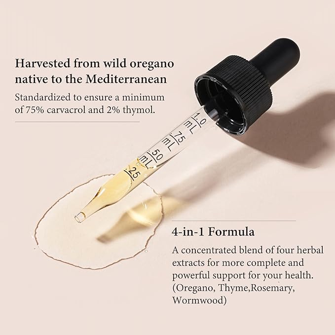 Oasisforce Organic Oil of Oregano Liquid Drops with 75% High Carvacrol – Wild Mediterranean Oregano Herbal Supplement for Immune & Digestive Health, Vegan, Sugar-Free, Alcohol-Free, Non-GMO, 1 FL OZ