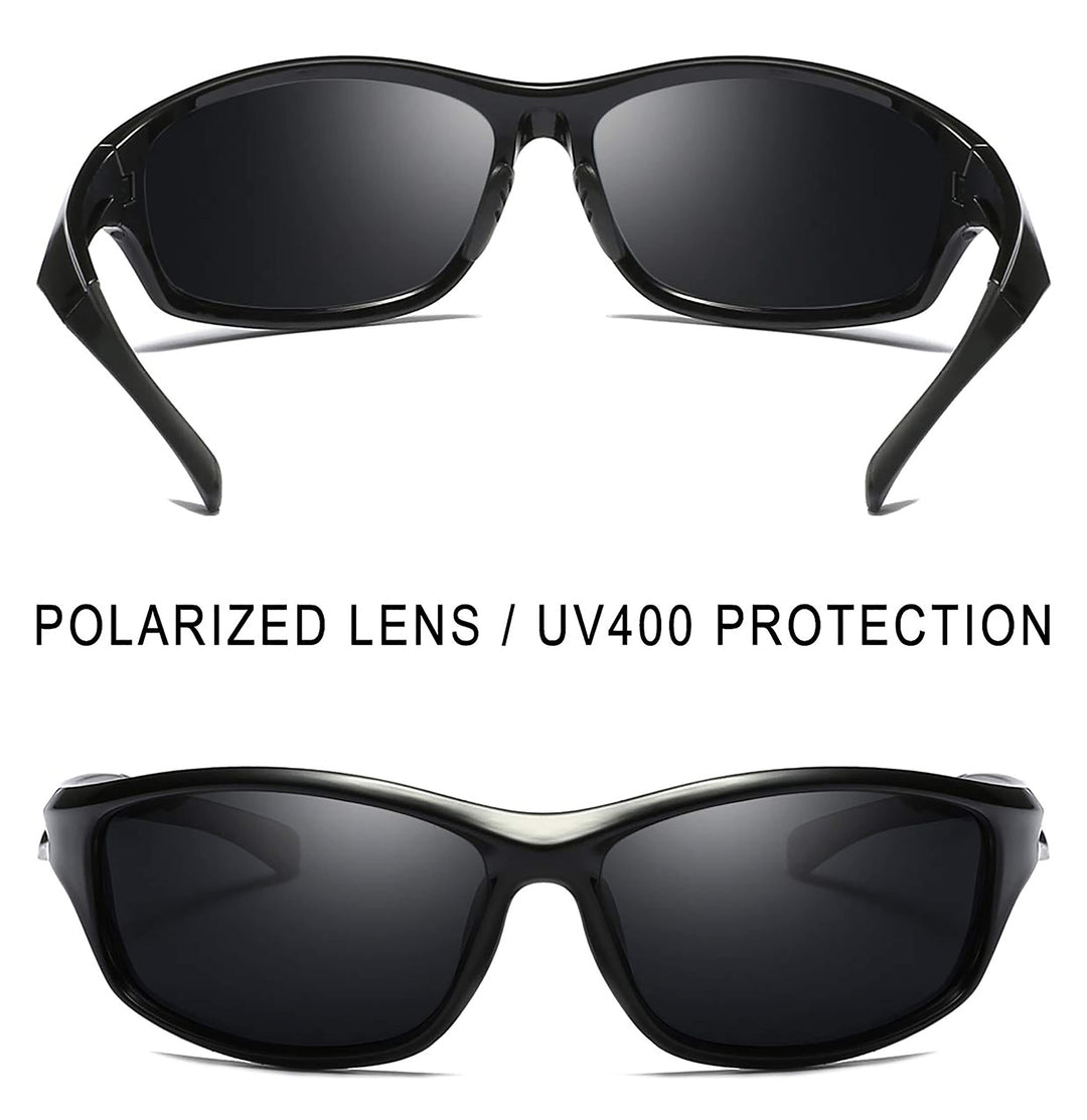 Joopin Polarized Sport Sunglasses Lightweight Wrap Around Driving Sun Glasses UV Protection Black Shades for Men Women Shady Rays