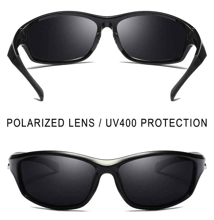 Joopin Polarized Sport Sunglasses Lightweight Wrap Around Driving Sun Glasses UV Protection Black Shades for Men Women Shady Rays