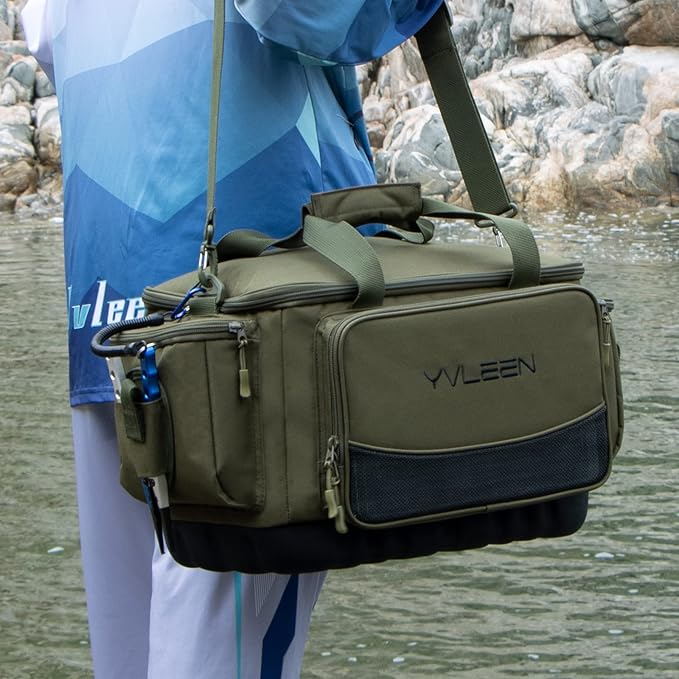 YVLEEN Fishing Tackle Box Bag - Outdoor Large Fishing Tackle Storage Bag - 100% Water-Resistant Polyester Material - Fishing Tackle Bags - Suitable for 3600 3700 Tackle Box