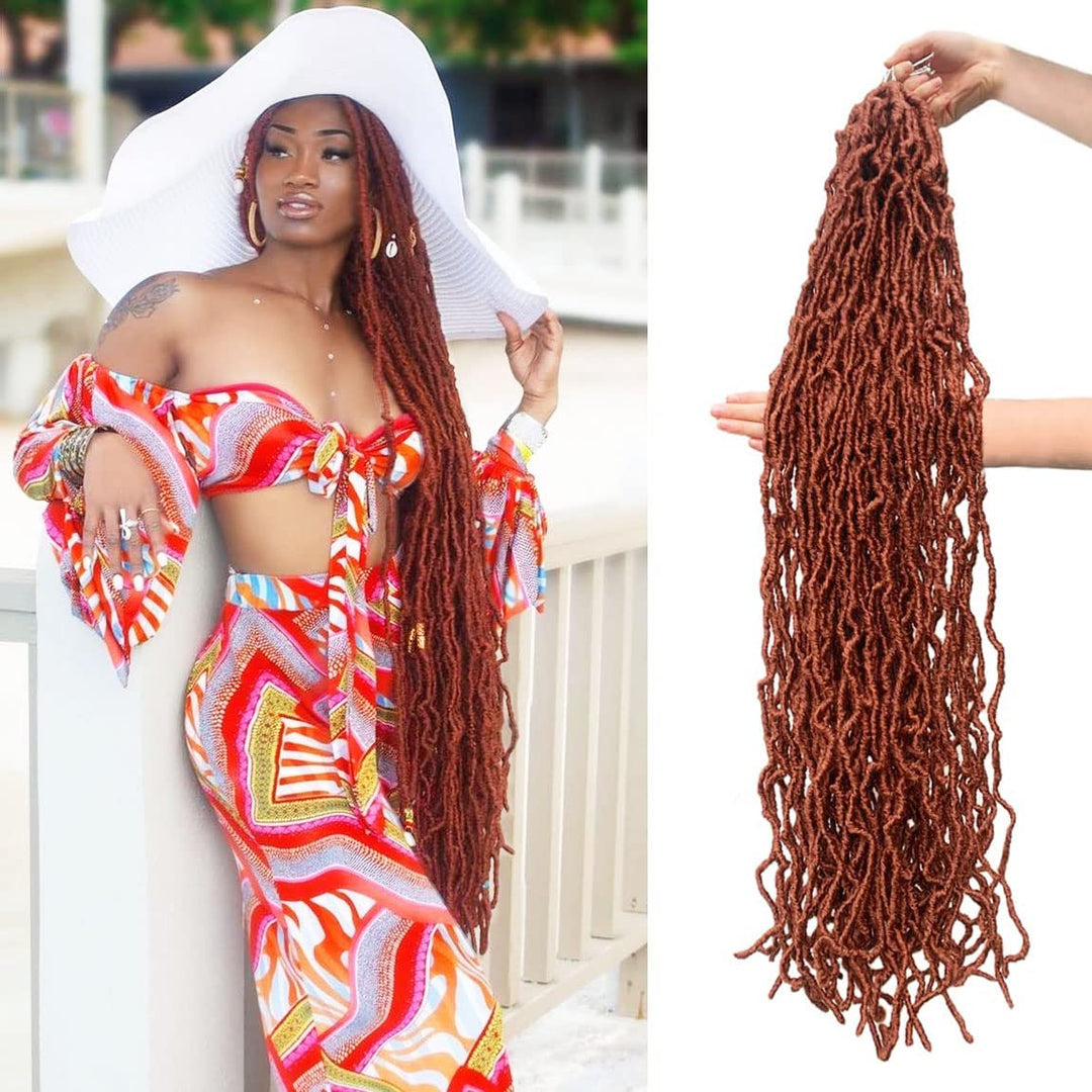 Ginger Faux Soft Locs 36 Inch 7 Packs Copper Red Color Crochet Locs Hair Whole Strand No Extended Pre-Looped Long Locs Synthetic