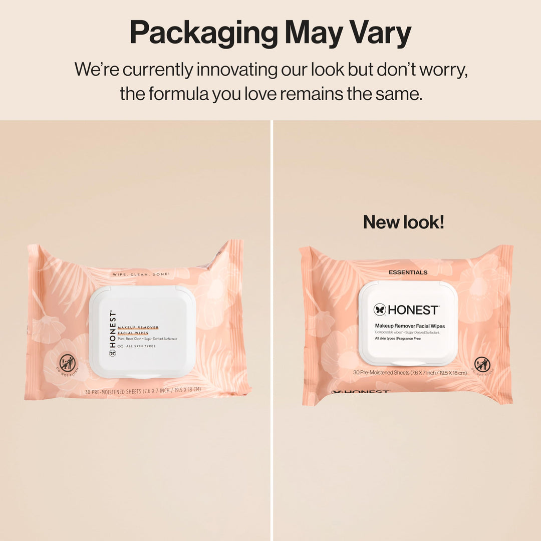 Honest Beauty Fragrance Free Cleansing Makeup Remover Facial Wipes | Plant Based, Hypoallergenic, Gentle for Sensitive Skin | 30 Count