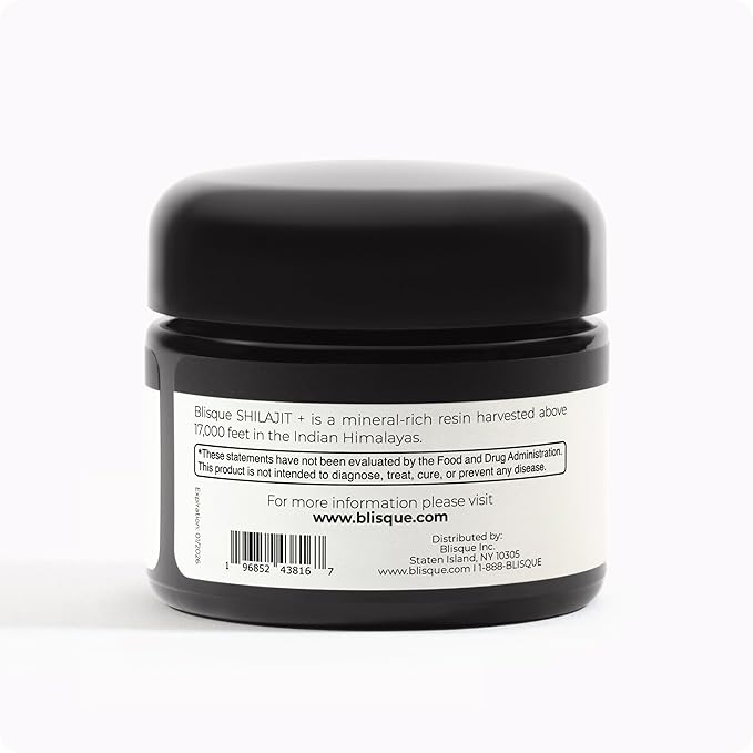 Blisque – Pure Himalayan Organic Shilajit Resin Supplement | Authentic and Natural | Golden Grade A | Contains Fulvic Acid and Trace Minerals | 60 Grams