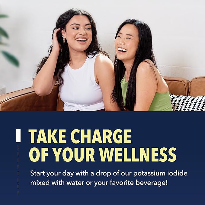 Iodine Liquid Drops - USDA Organic Potassium Iodide Supplement for Thyroid Health, Hormone Balance, and Metabolism Support - 1-Year Supply - Vegan, Non-GMO Gluten-Free - Unflavored, 1 Fl Oz