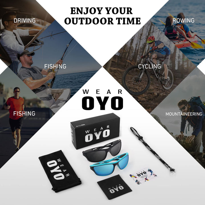 WEAROYO Polarized Sports Sunglasses for Men Women,Fishing Driving Rectangular Goggles UV400 Protection