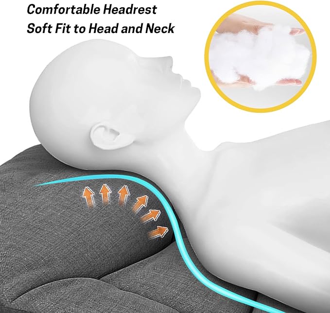 ATORPOK Camping Cot for Adults with Cushion and Pillow, Portable Folding Bed for Sleeping, Lightweight Tent cot with Carry Bag Supports 450 lbs (Grey)