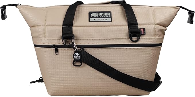 Bison Coolers Softpak Series, Made in USA, Soft Cooler Bag Insulated Leak Proof for Beach, Travel, Camping, Picnic, Car, Trips, 24+ Hour Ice Retention