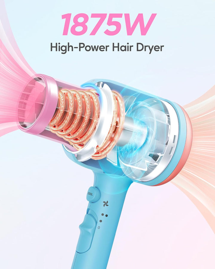 Wavytalk 1875W Ionic Hair Dryer | Diffuser & Comb for Curly Hair | Green