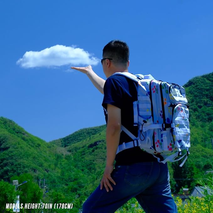 Military Tactical Backpack 45L Large Tactical Backpack for Men, Hiking Rucksack With Bottle Holder