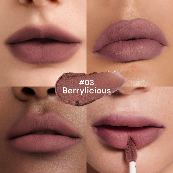 ITY Velvet Matte Finish Lip Stain-Mousse Textured Lip Clay, Nude Shade, Conceals Lip Lines, Rich Pigment Lip Tint Lipsticks, 0.14 oz (4g) in Berrylicious