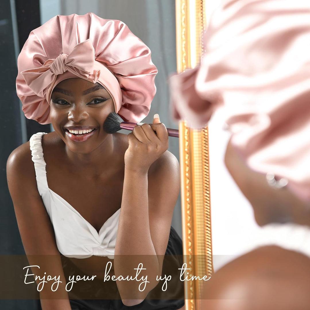 Silk Bonnet for Sleeping | Double Layer Satin Lined | Purple Hair Protection