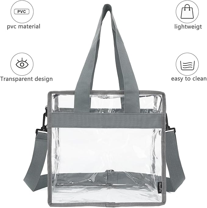 FlowFly Lunch Bag Tote Bag Lunch Organizer Lunch Holder Insulated Lunch Cooler Bag for Women/Men, Clear#Grey, Large