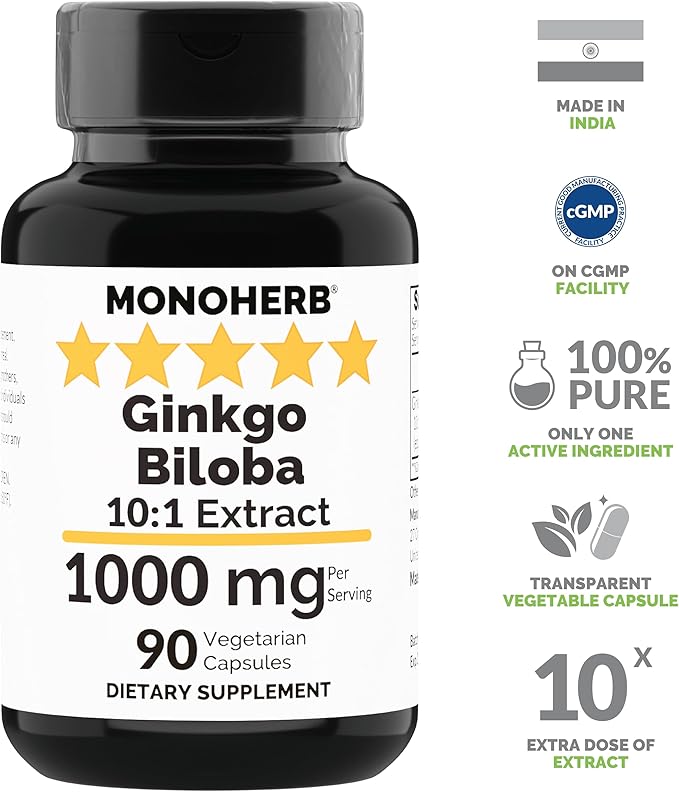 Ginkgo Biloba Extract 1000 mg - 90 Vegetarian Capsules