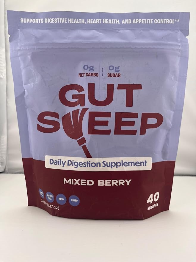 Gut Sweep - Daily Digestion Supplement - Psyllium Husk Fiber - Supports Appetite Control - Gluten Free & Plant Based - Keto & Paleo Friendly - 40 Servings - Mixed Berry