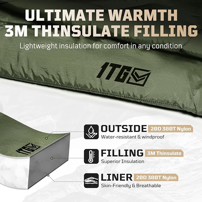 3M Thinsulate Insulation Camping Blanket, Packable, Lightweight Camp Quilt with Footbox, Zippered, Outdoor Sleeping Blanket for Backpacking, Travel, Stadium, Beach