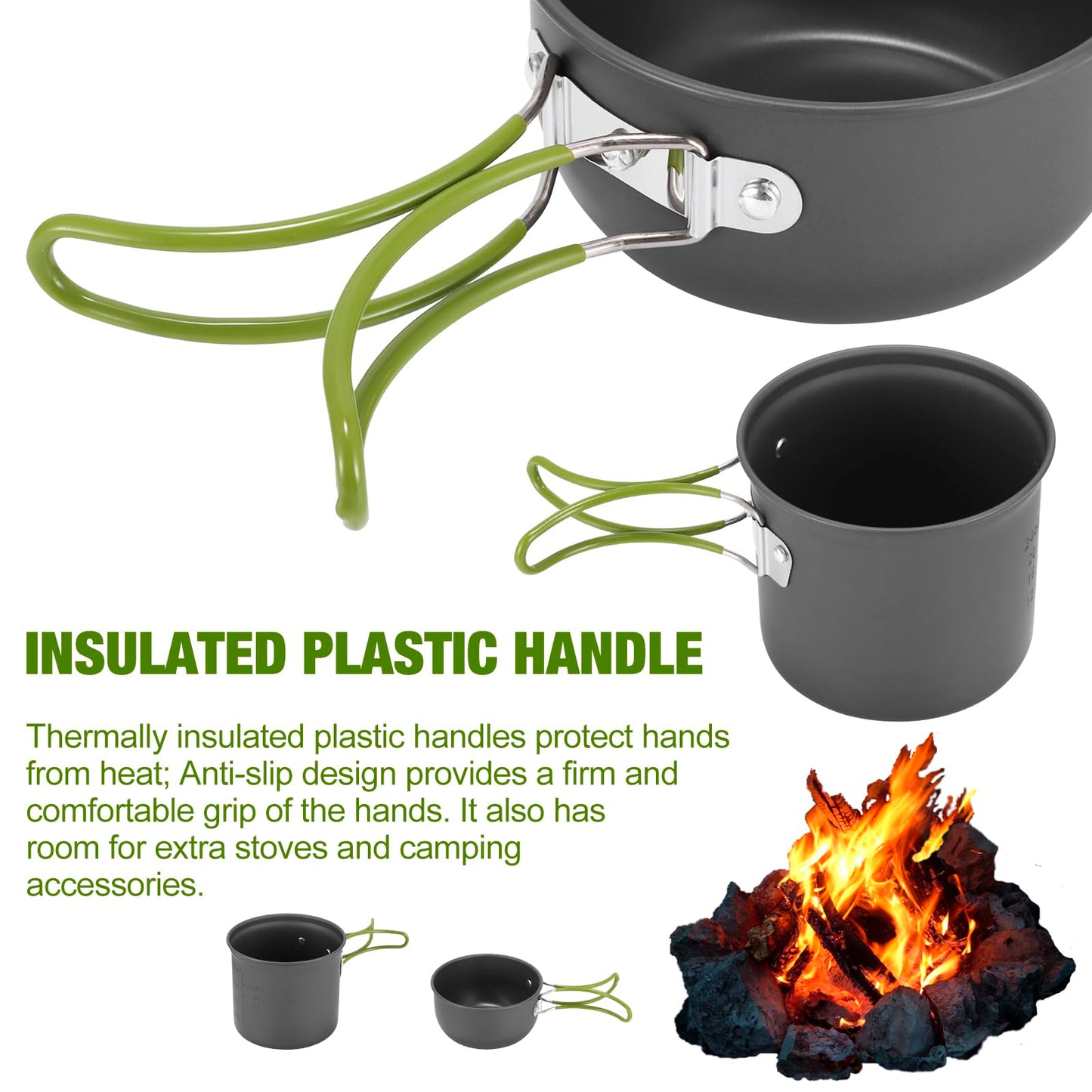 Palmcee Camping Cooking Set, Portable Camping Outdoor Cookware Mess Kit with Storage Bag, Non Stick Foldable Aluminium Cookware Kit, Lightweight Camping Cooking Equipment for Camping Picnic Hiking