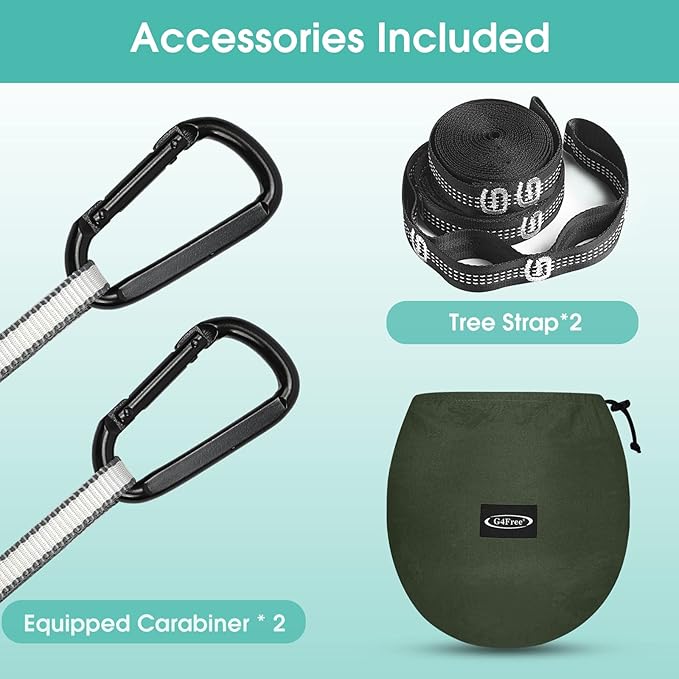 G4Free Large Camping Hammock with Mosquito Net 2 Person Pop-up Parachute Lightweight Hanging Hammocks Tree Straps Swing Bed for Outdoor Backpacking Backyard Hiking