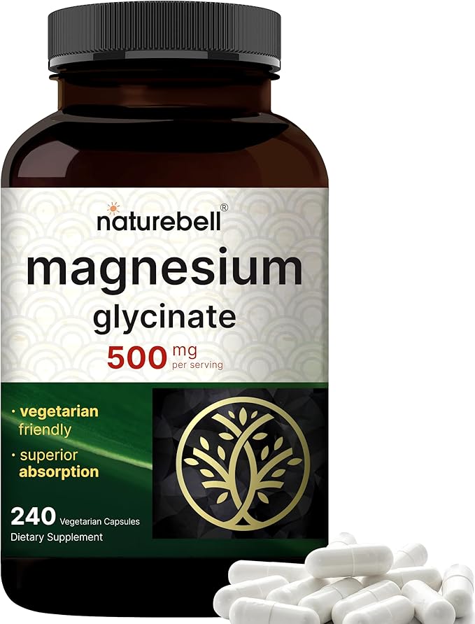 Magnesium Glycinate 500mg, 240 Veggie Capsules | 100% Chelated & Purified Mineral Supplement – Non-GMO, Gluten Free