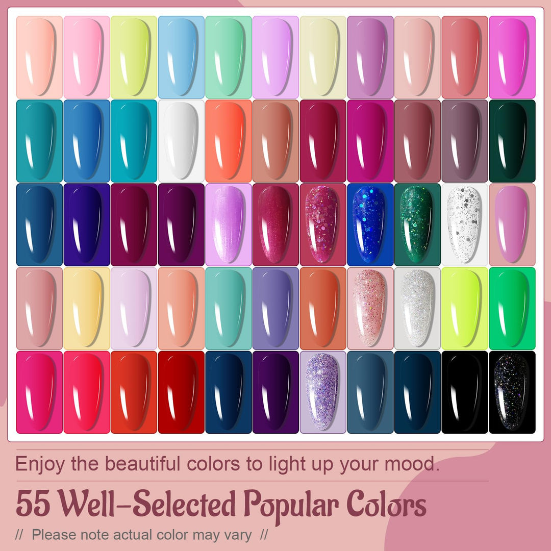 32+4 Pcs Gel Nail Polish Kit | Glitter Soak Off Gel for DIY Manicure