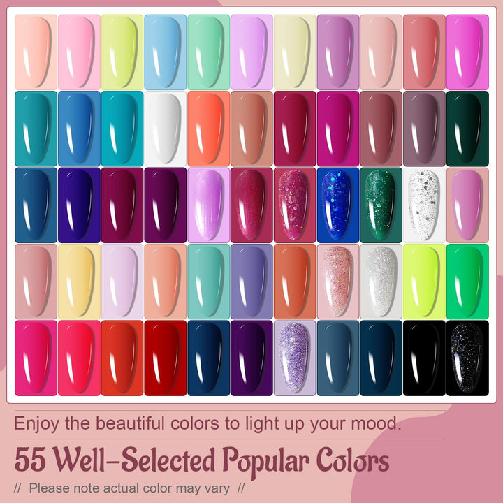 32+4 Pcs Gel Nail Polish Kit | Glitter Soak Off Gel for DIY Manicure