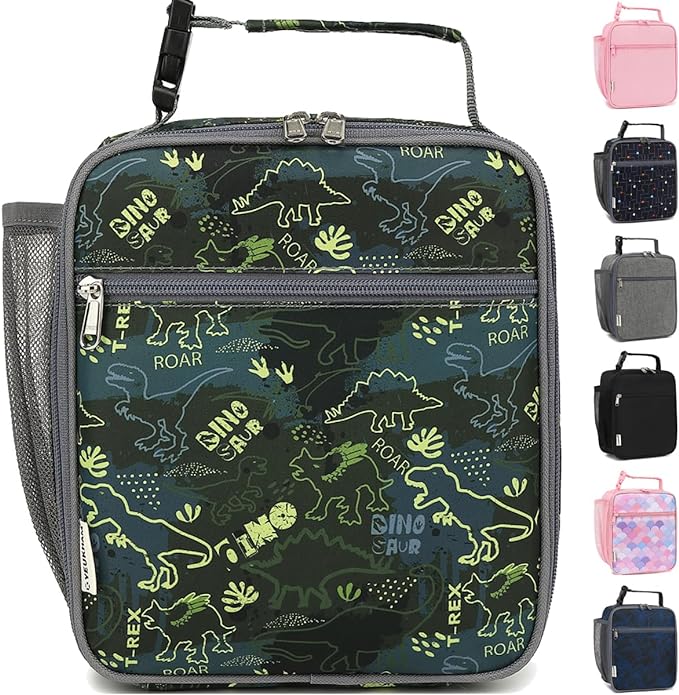 Lunch Box for Kids Boys Girls Men Women, Insulated Small Soft Cooler Lunch Bag Kit for School Work Picnic Travel - Reusable Portable lunchbox, Dinosaur Fossil Roar