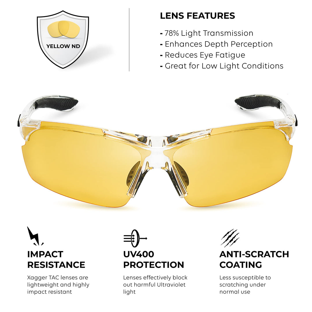 Xagger Polarized Wrap Around Sport Sunglasses for Men Women UV400 Baseball Softball Running Cycling Glasses