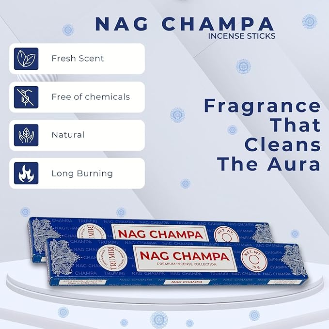 Nag Champa Incense Sticks - Total 30 Insence-Sticks - Dual Pack of 15 Insense - Inciensos - Inscents - Natural Non Toxic Ingredients - Incents - Incence - Inscense - Insents