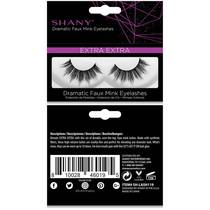 SHANY Classic Faux Mink Eyelashes - Durable Single Pair 3D Reusable Fluffy and Soft Strip Lash with Medium Volume - EXTRA EXTRA