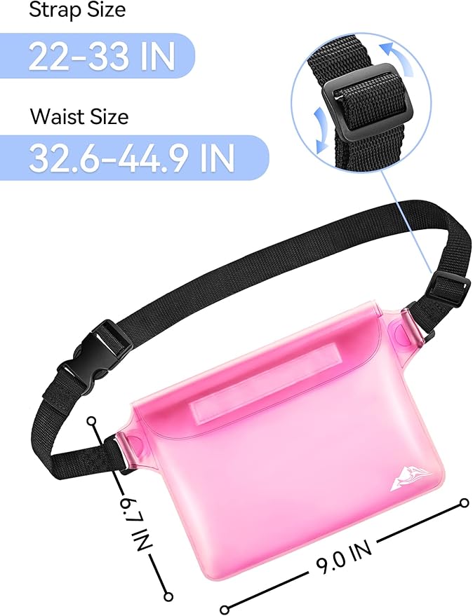 HEETA Waterproof Fanny Pack, Waterproof Pouch Dry Bag 2/3/4 Pack for Phone, Adjustable Waist Strap and Screen Touch Sensitive for Swimming Kayaking Boating Beach Fishing Diving Surfing Accessories