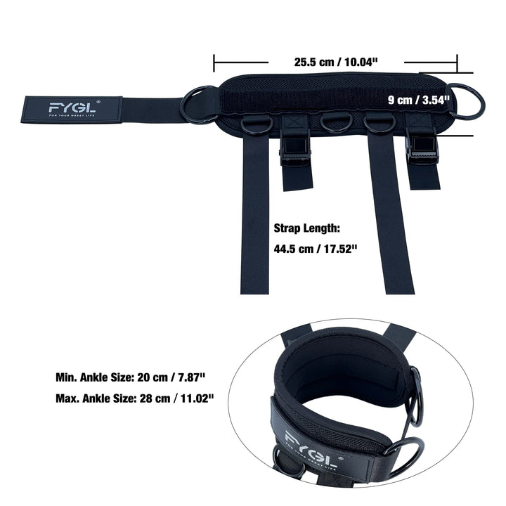 FYGL Dumbbell-Foot-Attachment, Ankle-Strap-for-Cable-Machine, Kickbacks Leg Curl Leg Extensions Glutes Workout at home for Men and Women, Black, Single