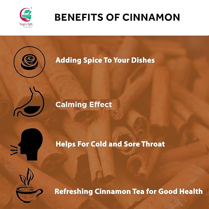 Premium Cinnamon Bark 4 oz | Cinnamon Stick Pieces/Chips For Tea, Cooking | Rich Aroma and Great Flavour by Yogi's Gift