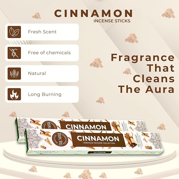 Cinnamon Incense Sticks - Incienso de Canela - Total 40 Insence-Sticks - Dual Pack of 20 Insense - Inciensos - Inscents - Natural Non Toxic Ingredients - Incents - Incence - Inscense