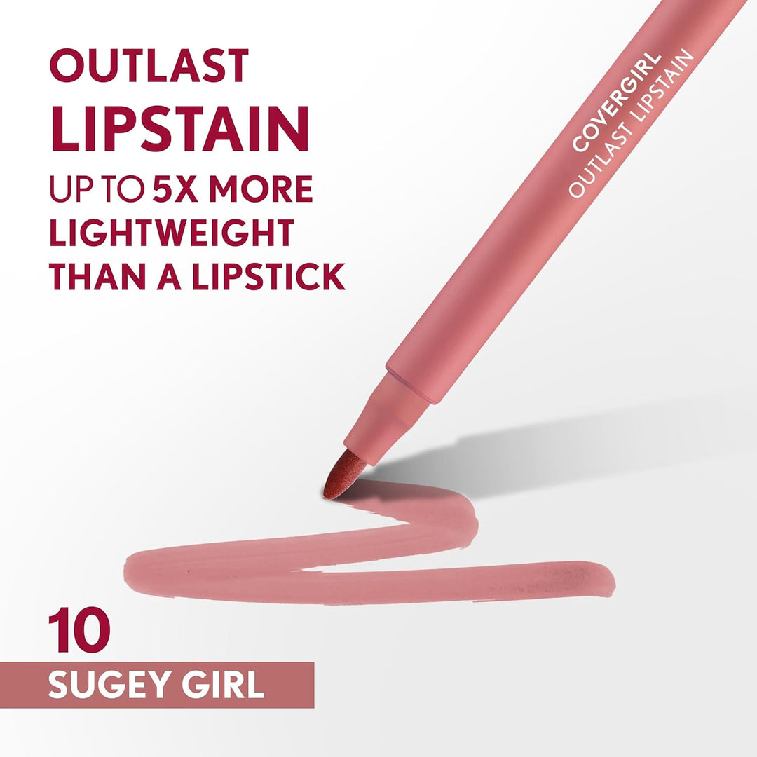 CoverGirl Outlast Lipstain | Vegan, Transfer-Proof, Satin Finish | 0.06oz