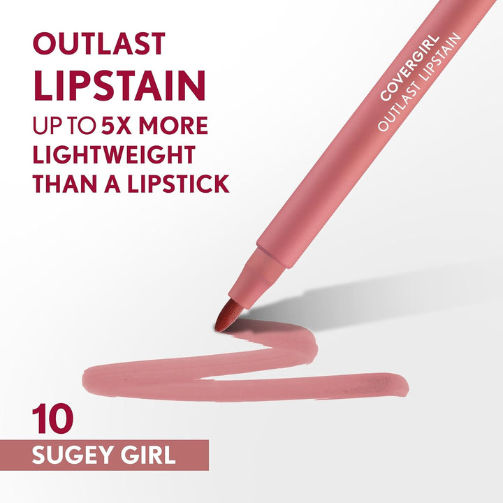 CoverGirl Outlast Lipstain | Vegan, Transfer-Proof, Satin Finish | 0.06oz