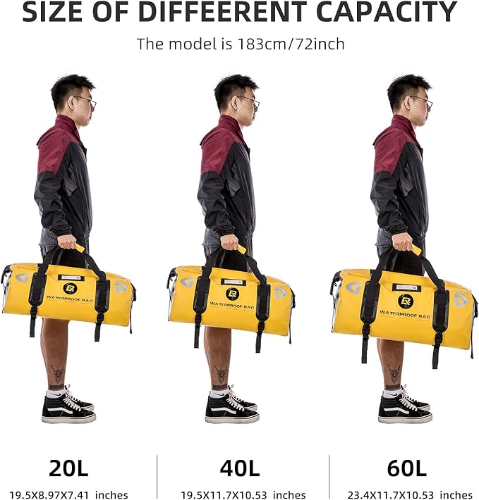 ROCKBROS Waterproof Duffel Bag 20L Motorcycle Travel Dry Duffel Bag for Motorcycling Boating Kayaking Camping Fishing Outdoor Adventure for Men Women