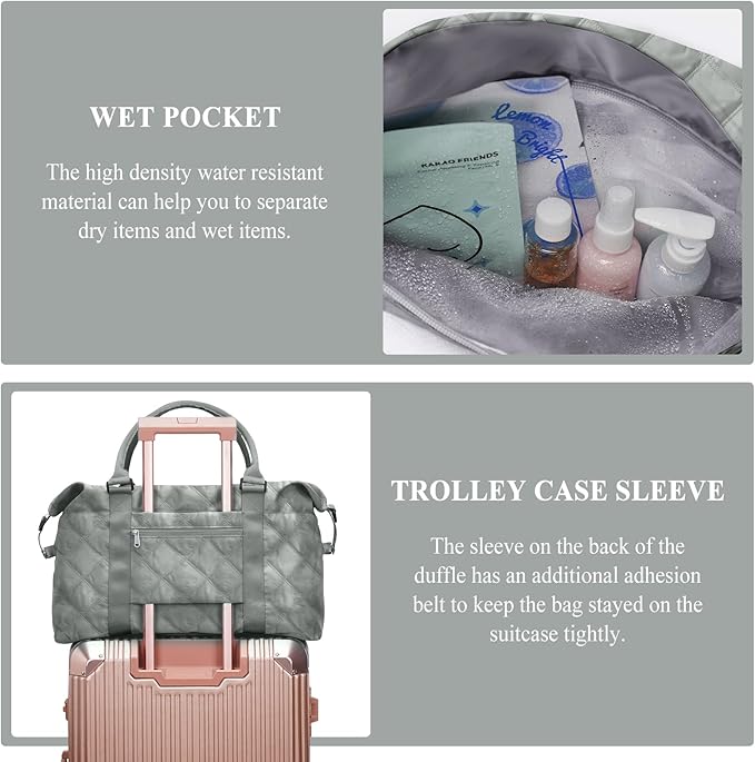 Travel Duffel Bag,Sports Tote Gym Bag,Shoulder Weekender Overnight Bag for Women