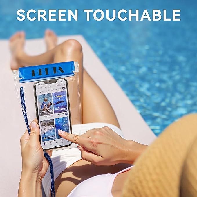 HEETA 5-Pack Clear Waterproof Dry Bag, Water Tight Cases Pouch Dry Bags for Camera Mobile Phone Maps, Kayaking Boating Document Holder