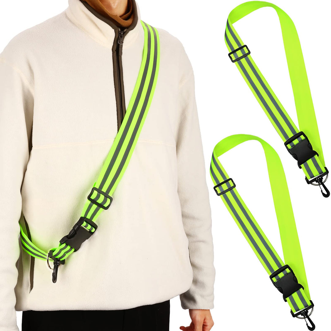 Saintrygo Reflective Sash Reflective Running Gear High Visibility Safety Sash Reflective Jacket Adjustable Reflective Sash for Walking Cycling at Night(Fluorescent Green, 10 Pieces)