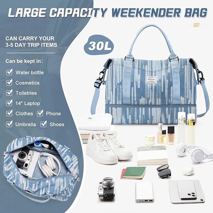 Travel Duffel Bag,Sports Tote Gym Bag,Shoulder Weekender Overnight Bag for Women