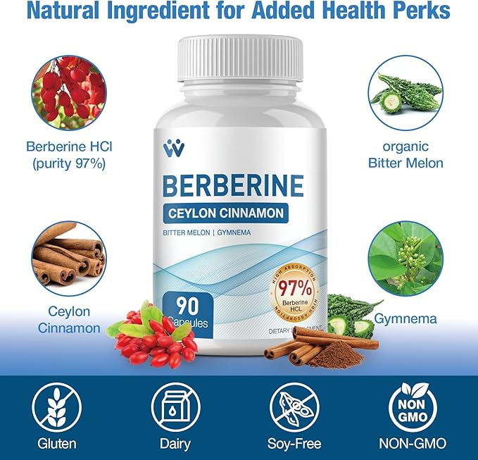 Berberine Supplement, 1500mg 540 Capsules,6 Pack CLJ07201