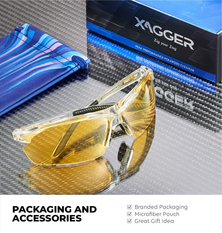 Xagger Polarized Wrap Around Sport Sunglasses for Men Women UV400 Baseball Softball Running Cycling Glasses